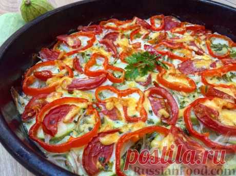 Рецепт: Кабачки, запеченные с болгарским перцем на RussianFood.com