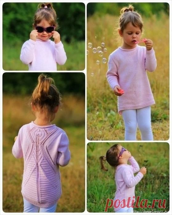 Детский розовый пуловер от Zara для Лизаветы (описание и схемы вязания спицами)