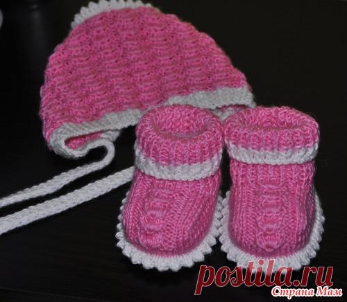 Обещанные пинетки к чепчику "розовый фламинго" :) - Вязание для детей - Страна Мам