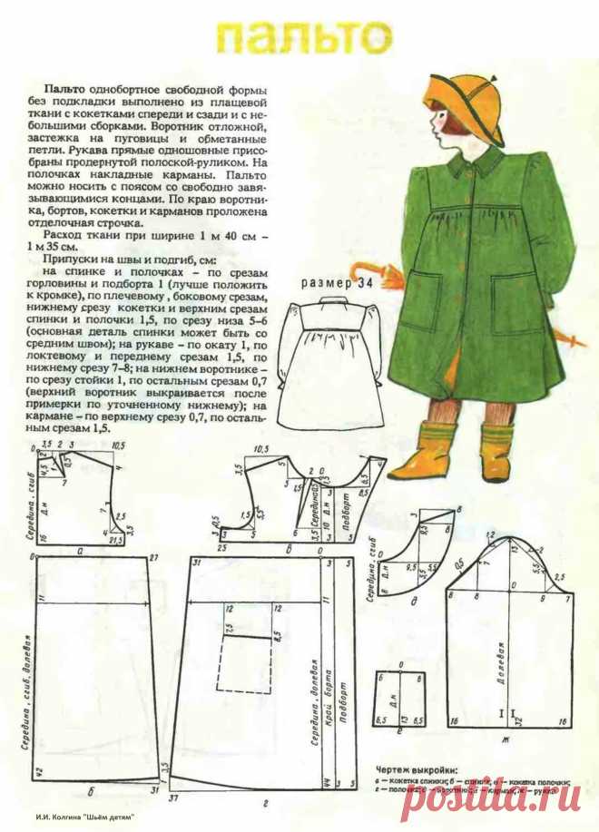 Пальто на кокетке для девочки 34 размер