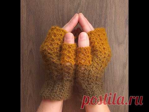 Варежки без пальцев! Митенки крючком!
