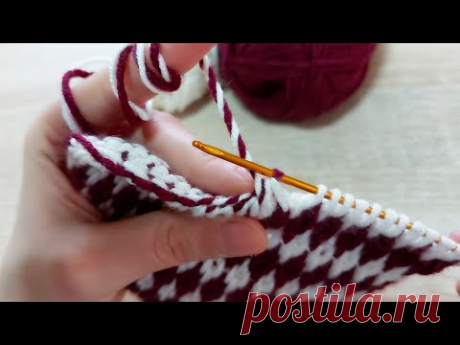 Tunus işi iki renkli çok güzel battaniye patik yelek modeli tunisian business howto crochet knitting