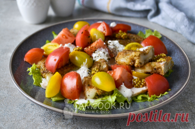 Салат с жареным сулугуни и курицей
