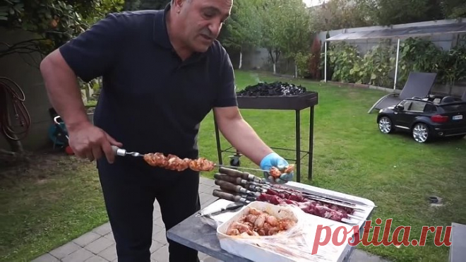 Шашлык из говяжьего филе с овощным салатом. Рецепт от Жоржа