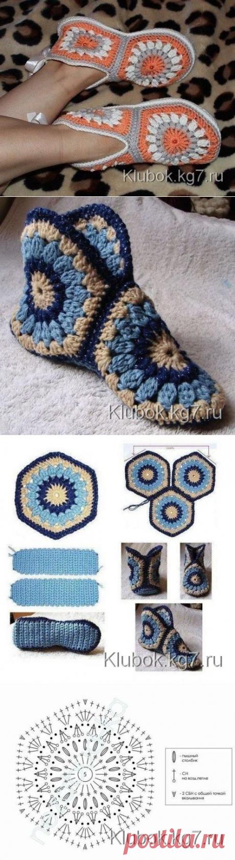 КАК СВЯЗАТЬ ТАПОЧКИ КРЮЧКОМ | Клубок