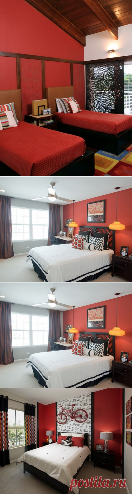 Шикарная спальня в красном цвете, фото красной спальни