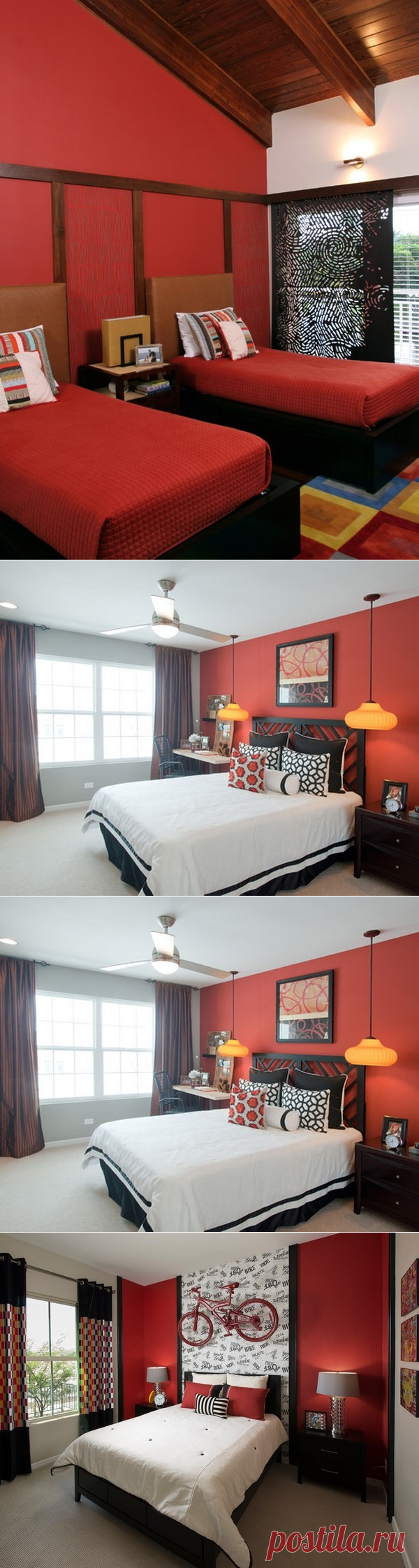 Шикарная спальня в красном цвете, фото красной спальни