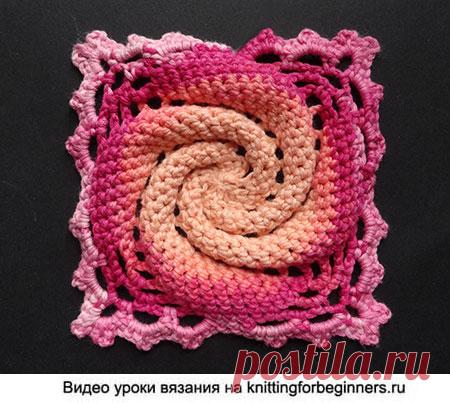Начинаем вязать – Видео уроки вязания » “Объёмная спираль” – Мотивы вязания крючком – Урок №357