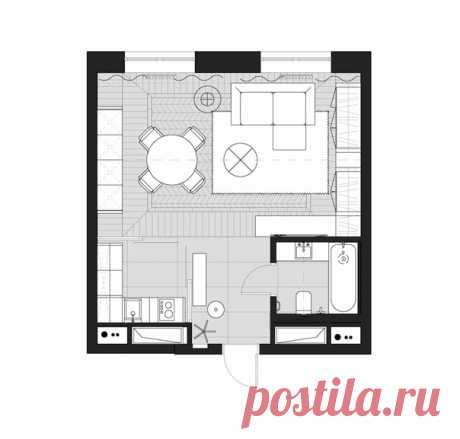 38 кв м ДИЗАЙН: tenso interiors Проект студии. Сделано все стильно и функционально.