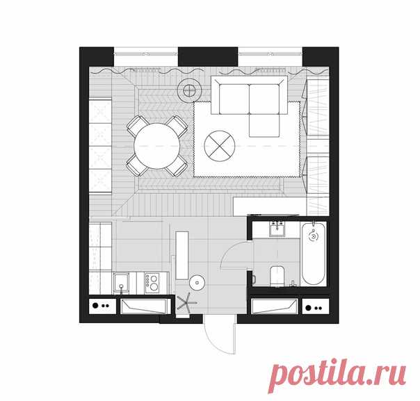 38 кв м ДИЗАЙН: tenso interiors Проект студии. Сделано все стильно и функционально.