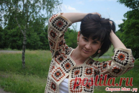 Вязаный жакет «бабушкин квадрат»