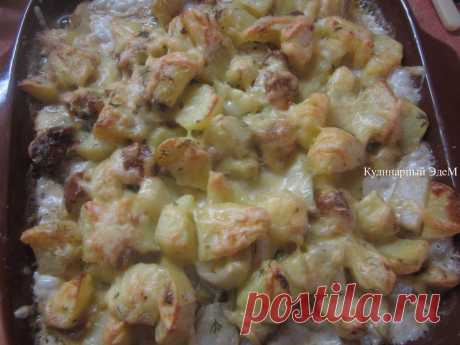 КАРТОФЕЛЬ, ЗАПЕЧЕННЫЙ СО СЛИВКАМИ И ГРИБАМИ В ДУХОВКЕ