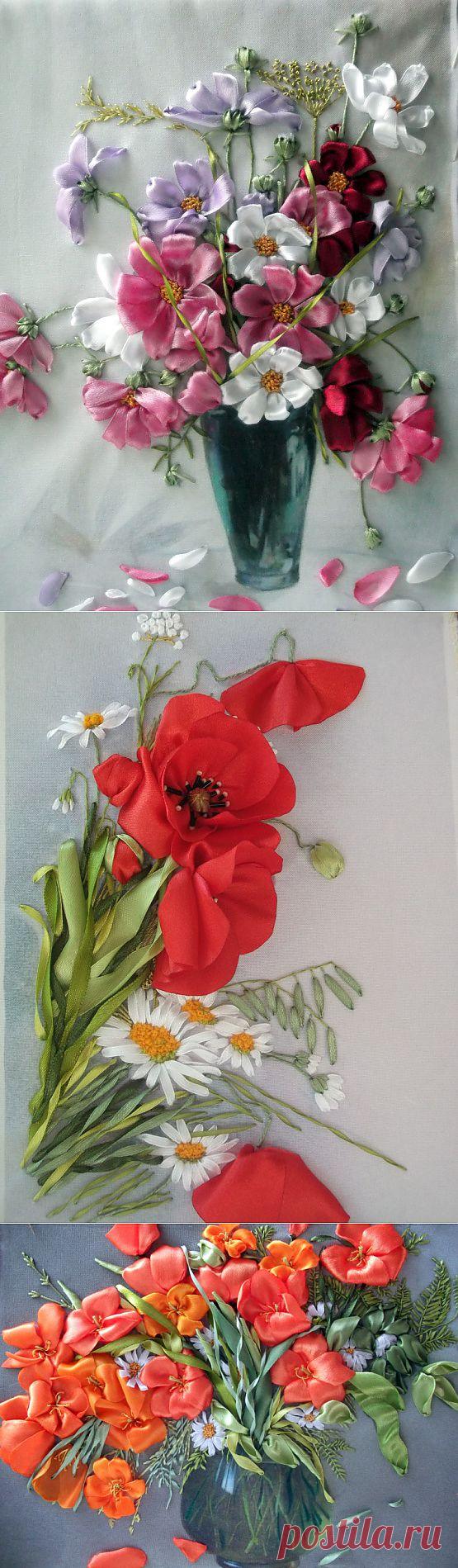 Вышивки лентой Валентины Кулик.