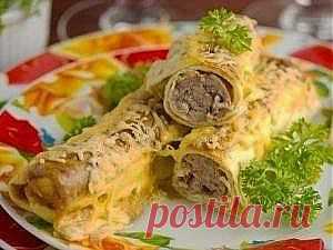 Яичные рулетики с фаршем, рецепт с фото - Вкусные рецепты