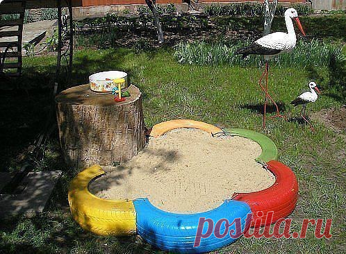 Песочница из старых шин