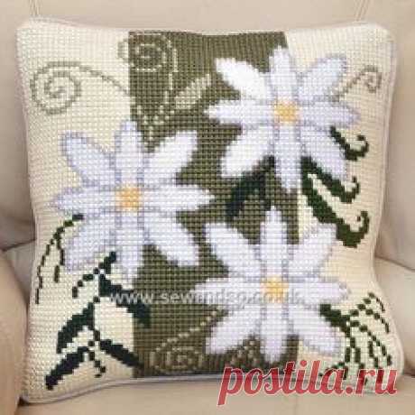 Buy Floral Stripe Cushion Front Chunky Cross Stitch Kit…