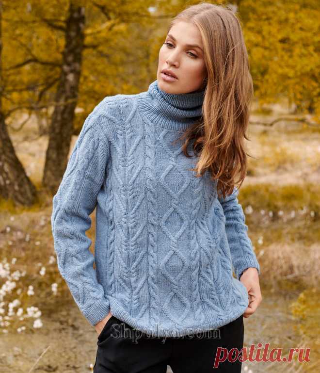 Свитер с косами и ромбами