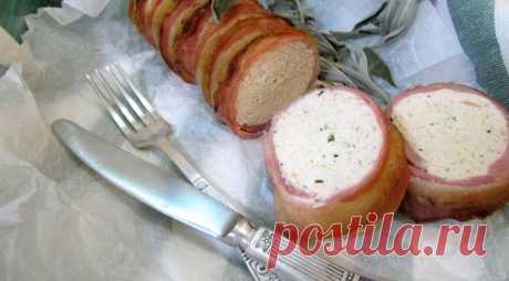 Куриный рулет с рикоттой и беконом, пошаговый рецепт с фото