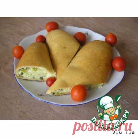 Рулет с творогом, сыром и зелeным луком - кулинарный рецепт