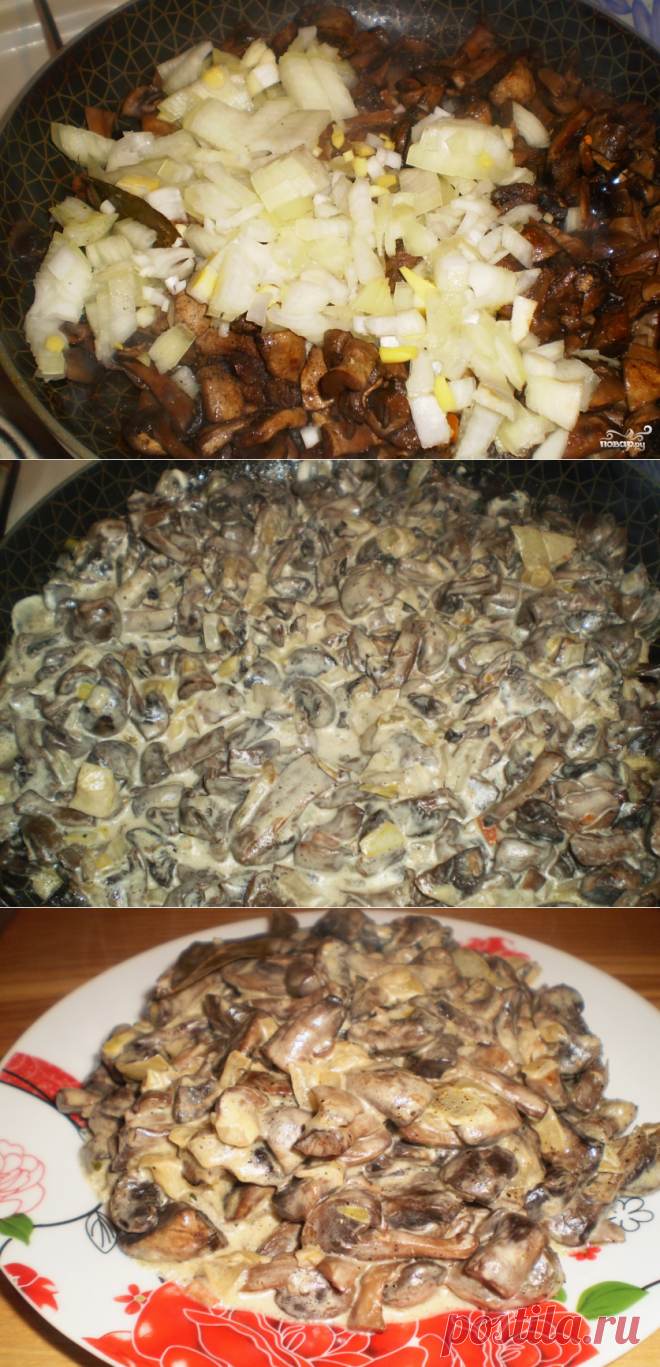 Вешенки жареные с луком и сметаной