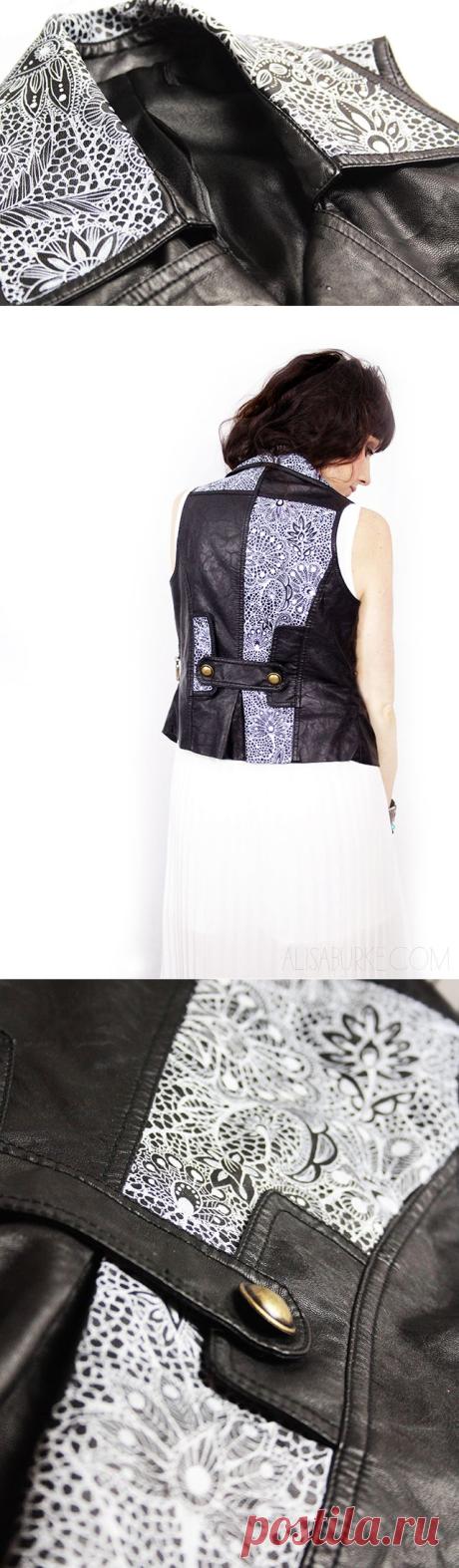 alisaburke: leather and lace- doodled vest