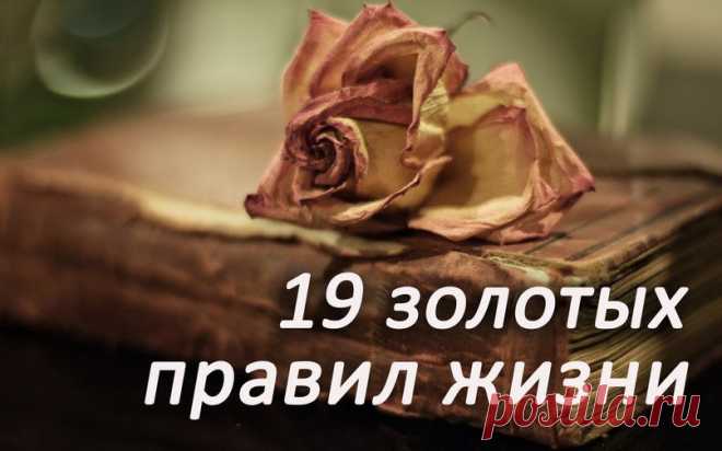 19 золотых правил жизни, которые работают всегда 
Мы все хотим любви и понимания со стороны других людей. Но, иногда забываем, что и от нас ждут того же. Эти 19 правил помогут Вам в создании отношений с окружающими и самим собой.