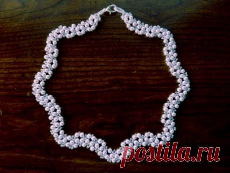 FREE beading pattern for necklace Wavy Pearls - BeadDiagrams.com