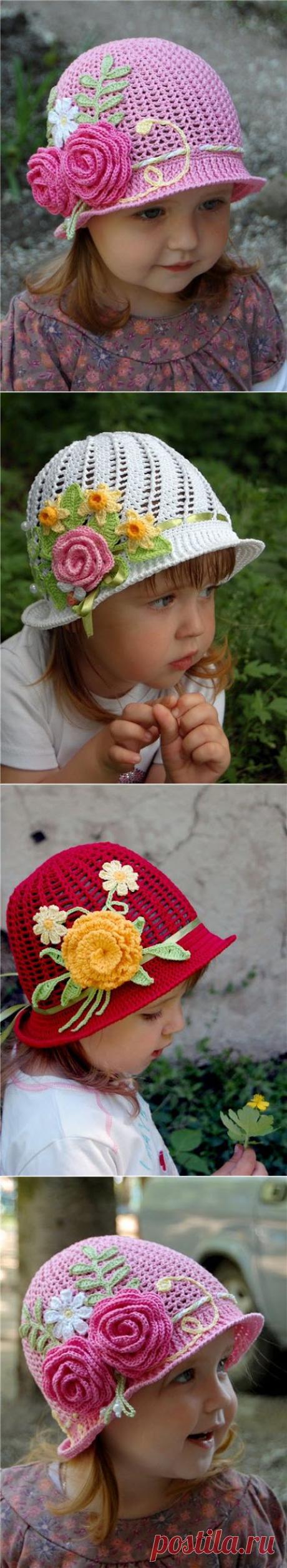Хорошее описание работы. Вяжем чудесные летние шляпки-панамки для девочек