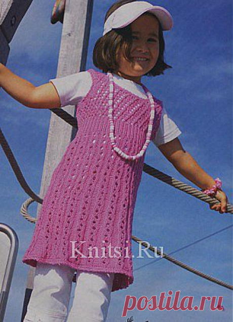 Ярко-розовое платье. Вязание для детей / Детское / Спицами