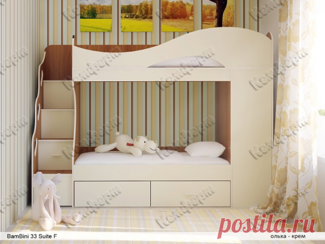 Двухъярусная кровать для детской Bambini 33 Suite F цена 31220р.
