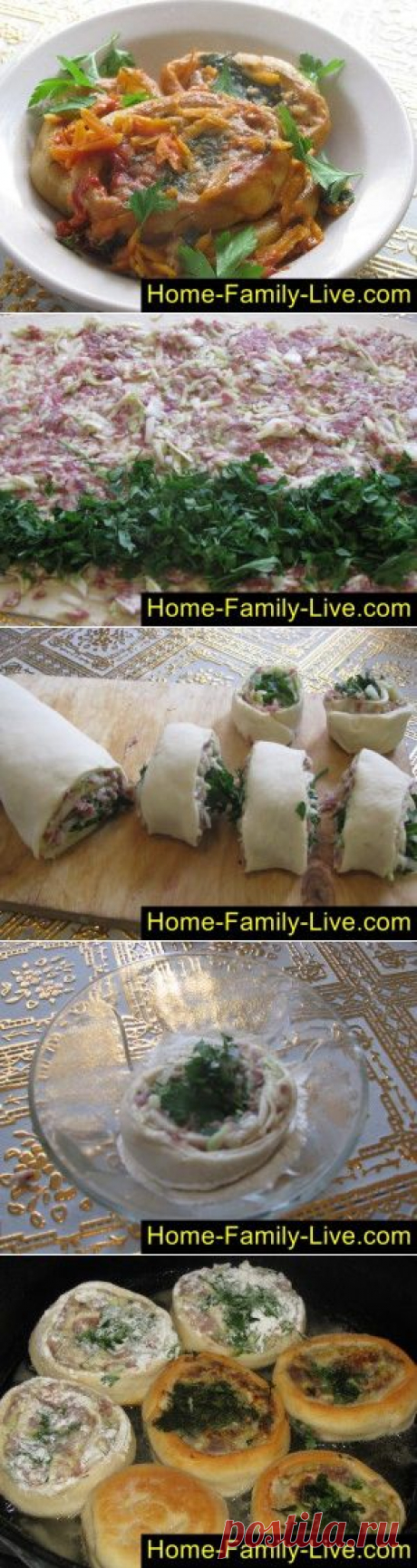 Гусарики - пошаговый фоторецепт - рулет из теста с мясным фаршем в соуКулинарные рецепты