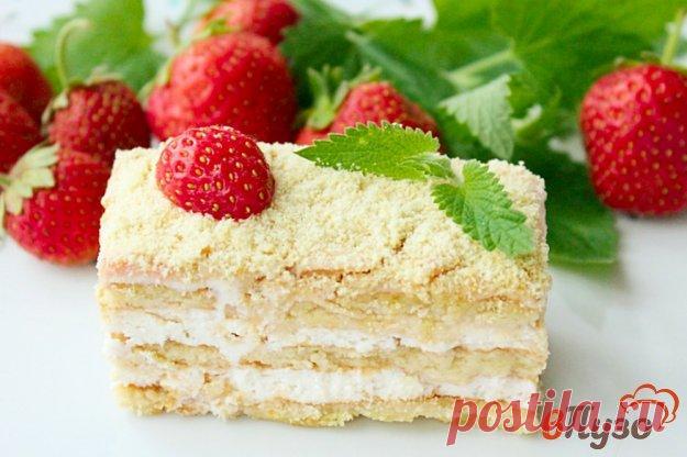 Торт без выпечки с творожно-сливочным кремом и клубникой 1 - рецепты с фото на vpuzo.com