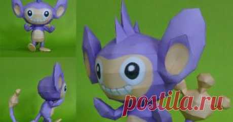 AIPOM     190 / AIPOM - Pokémon Papercraft   Name:  Aipom  Type:  Normal  Species:  Long Tail Pokémon  Height:  0.8 m (2′07″)   Weight:  11.5 kg (...