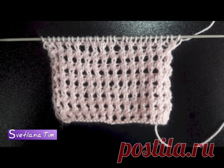 Ажурный Узор СЕТКА. Вязание спицами # 442