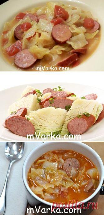Капуста с колбасой, тушеная в мультиварке