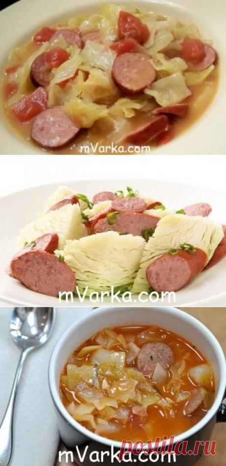 Капуста с колбасой, тушеная в мультиварке