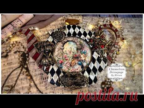 Vintage Tea Time 🫖 Decoupaged Alice in Wonderland Theme