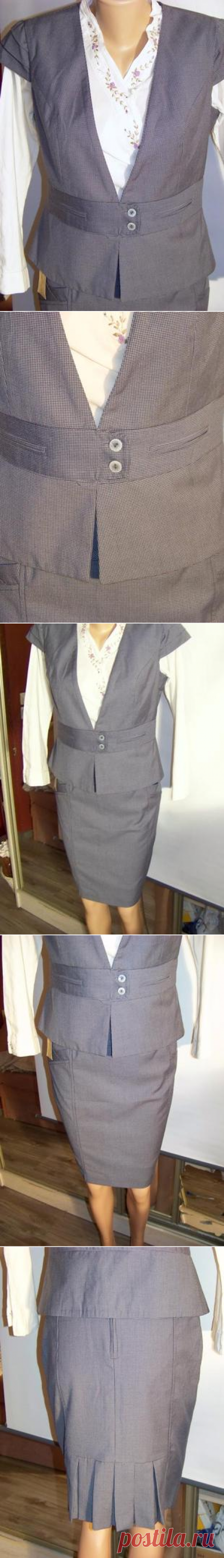 Серый клетчатый офисный костюм: пиджак и юбка (ольга егорова), цена - 580,00 грн, купить по доступной цене | Украина - Шафа