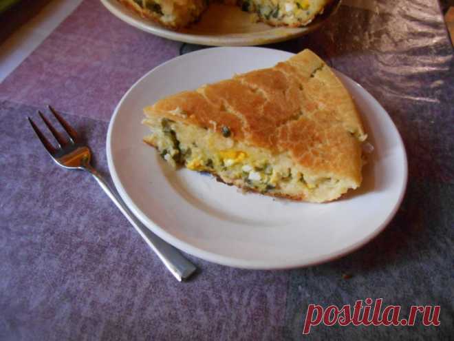 Заливной пирог с зелёным луком,рисом и яйцом - Простые рецепты Овкусе.ру