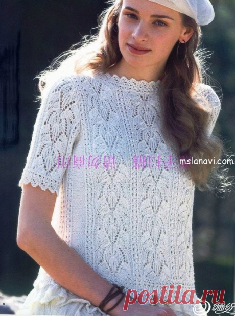 Белый ажурный пуловер