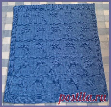 Плед с дельфинами (спицы).
