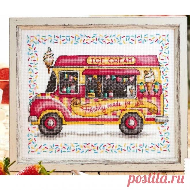 🦋🌶 Вышивка крестом: Ice cream van (Фургончик с мороженым).
Дизайн The world of cross stitching
Размер в крестиках: 94х79