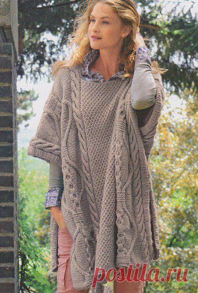 Уютное пончо для стильных дам из категории Интересные идеи – Вязаные идеи, идеи для вязания