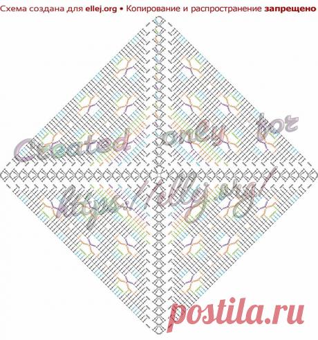 Квадратный мотив, узор для пледа «Клевер» | Вязание крючком от Елены Кожухарь