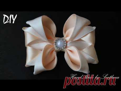 Бантики из лент  КАНЗАШИ DIY Bows made of ribbon Kanzashi Laço de Cetim Curva da fita 6