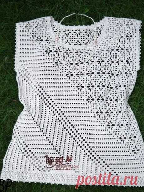 Необычный топ с оригинальным узором (Вязание крючком) | Журнал Вдохновение Рукодельницы