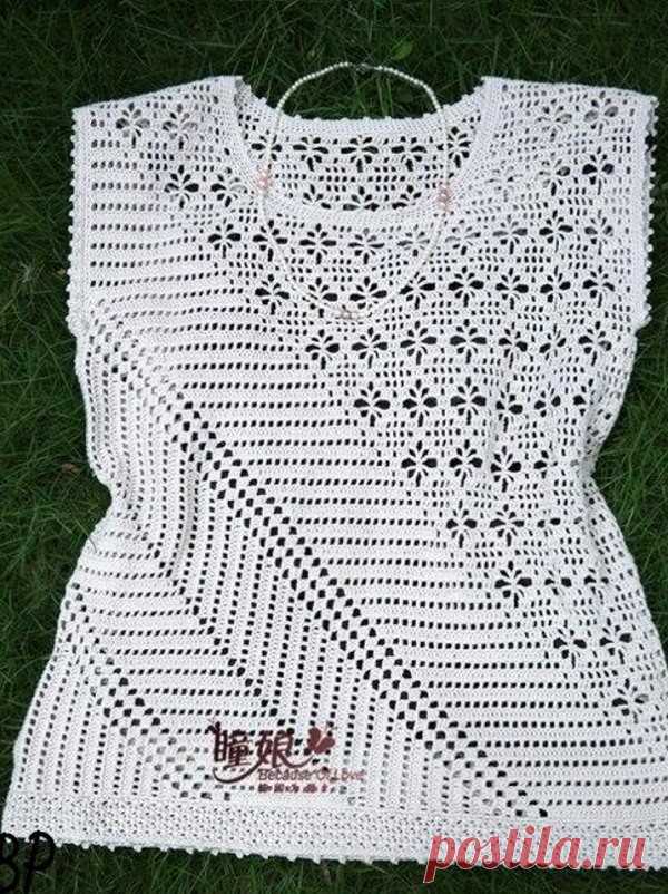 Необычный топ с оригинальным узором (Вязание крючком) | Журнал Вдохновение Рукодельницы