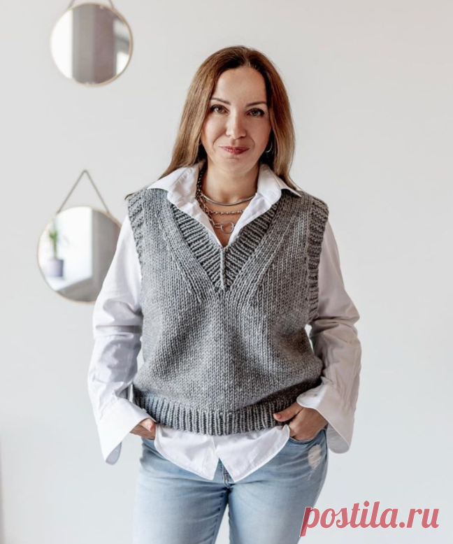 И снова в моде вещи hand made. Вязаная безрукавка для женщин 50+ | Мне 50 | Дзен