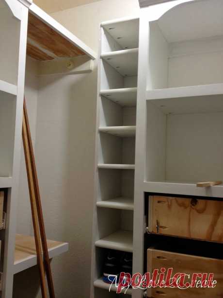 Shoe Shelf, bench and floating shelves, Master Closet Makeover | My Love 2 Create