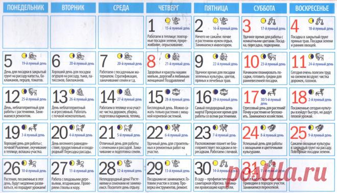 Лунный календарь на март 2018 года для садоводов и огородников. благоприятные дни для посадки рассады в марте 2018